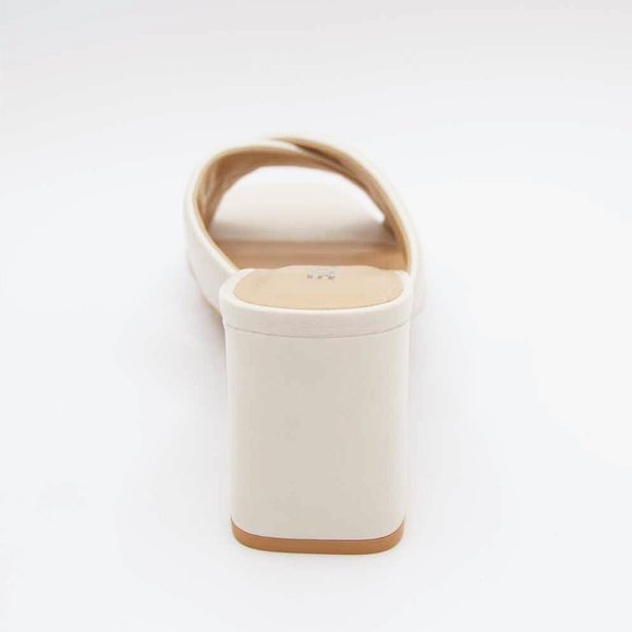 NEW Off White Twist Slip On Block Heel CUTE Sandal - Picture 6 of 12